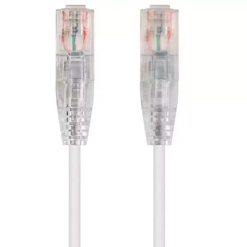 Monoprice Cat6 Ethernet Patch Cable - 30 feet - White | Snagless RJ45 Stranded 550MHz UTP CMR Riser Rated Pure Bare Copper Wire 28AWG - SlimRun Series
