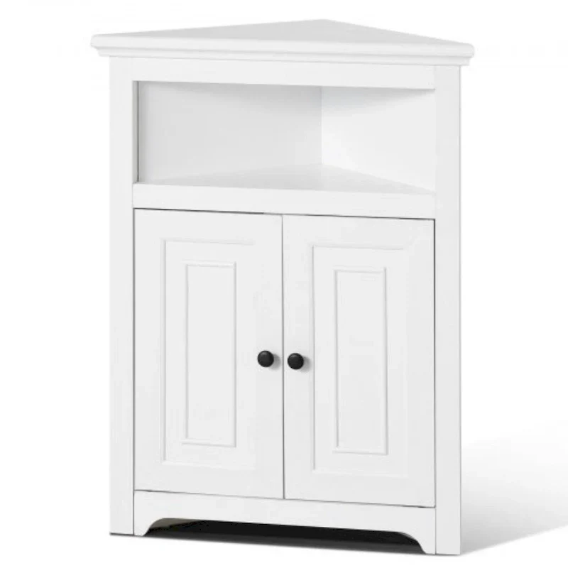 Corner Cabinet 32 with 2 Doors and Adjustable Shelves for Home Storage - 25.4 x 12.8 x 33.3 in