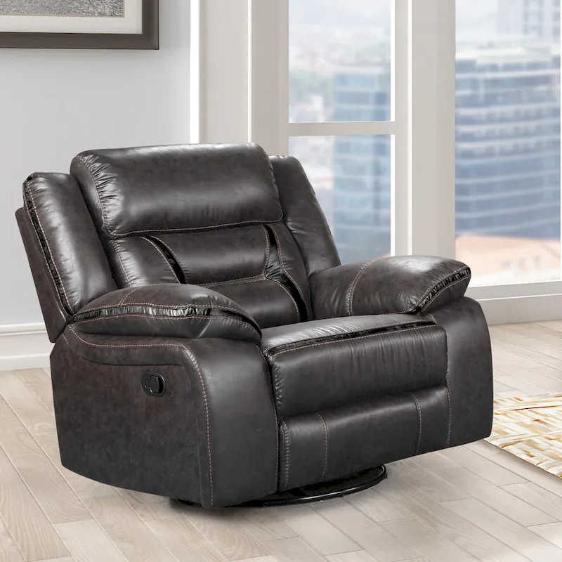 Roundhill Furniture Elkton Manual Motion Recliner, Dark Chestnut