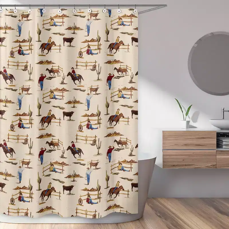 Sweet Jojo Designs Boy Shower Curtain 72in.x72in. Wild West Cowboy Multicolor
