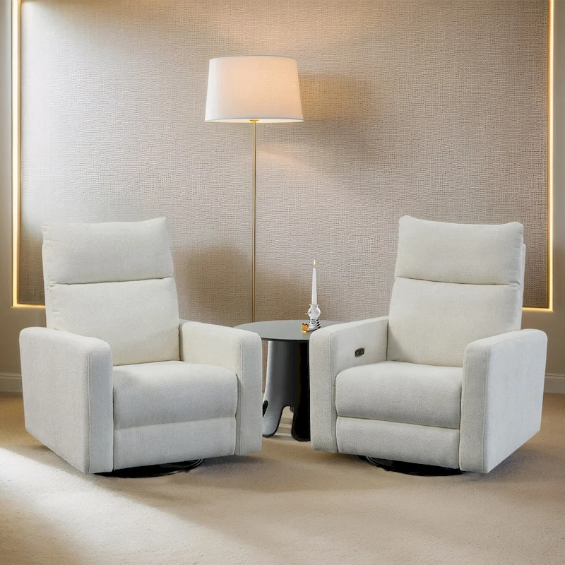 Olmas 33.5W Power Swivel Glider Recliner with USB Charger Set Of 2
