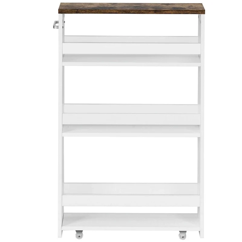 4 Tier Rolling Slim Storage Kitchen Organizer Cart with Handle - 19L x 5.1W x 31.5H