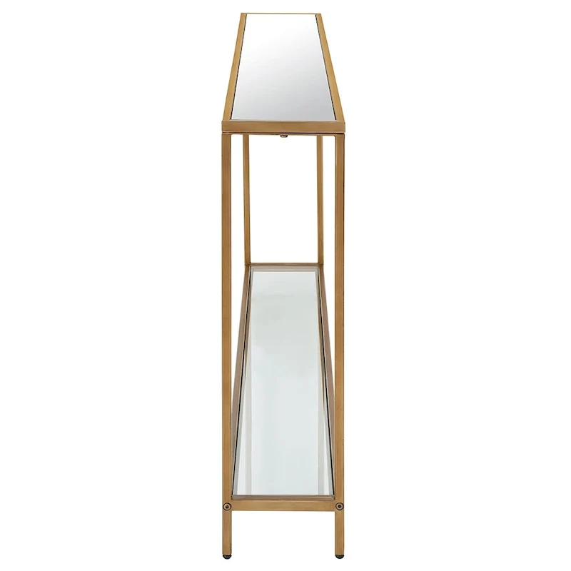 Copper Grove Metal and Tempered Glass Narrow Console Table