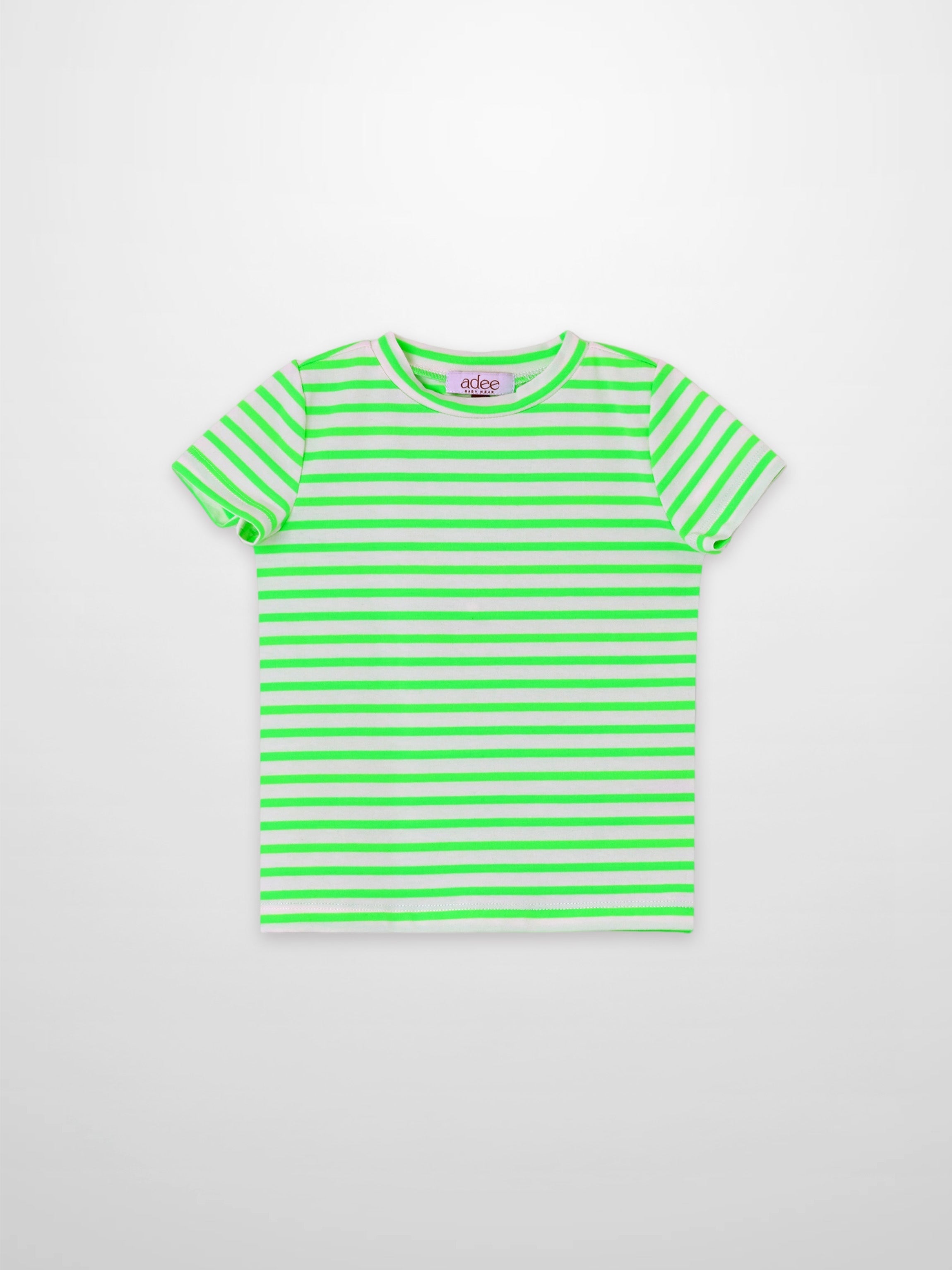 Neon Green Striped Boxy T-Shirt - Short Sleeve