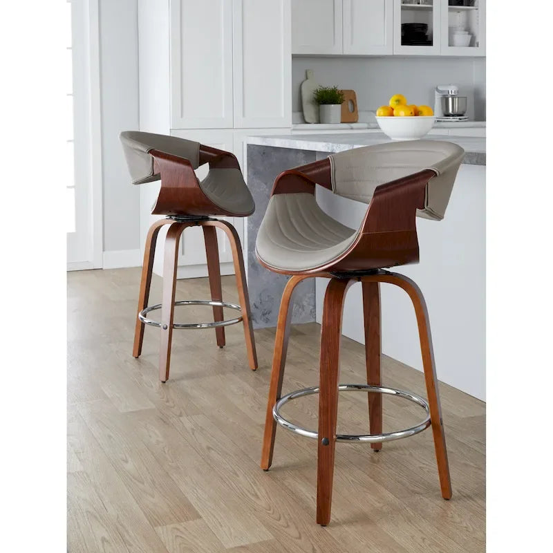 Carson Carrington Kanteborg 26 Fixed-Height Counter Stool with Bent Wood Legs & Round Footrest (Set of 2)