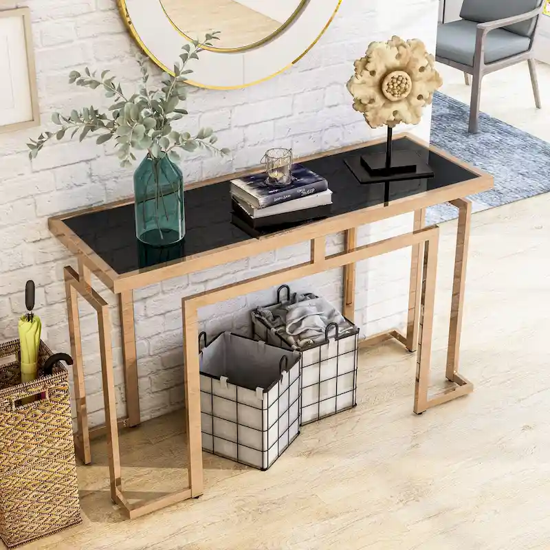 Contemporary 52-inch Glass Top Sofa Table