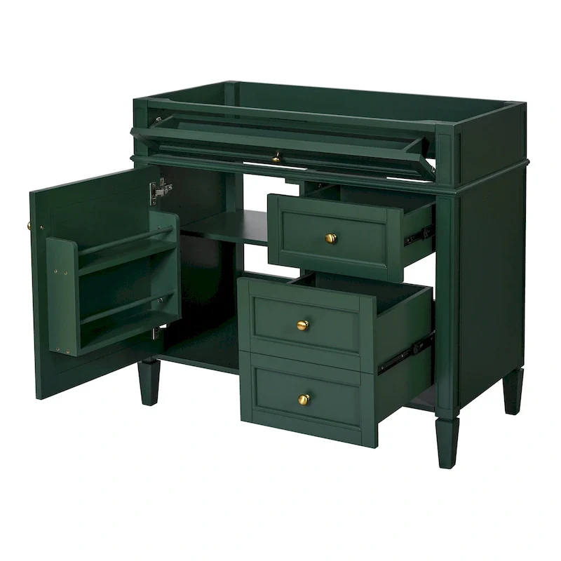 36 Bathroom Vanity without Top Sink, Modern Bathroom Storage Cabinet with 2 Drawers and a Tip-out Drawer, Solid Wood Frame