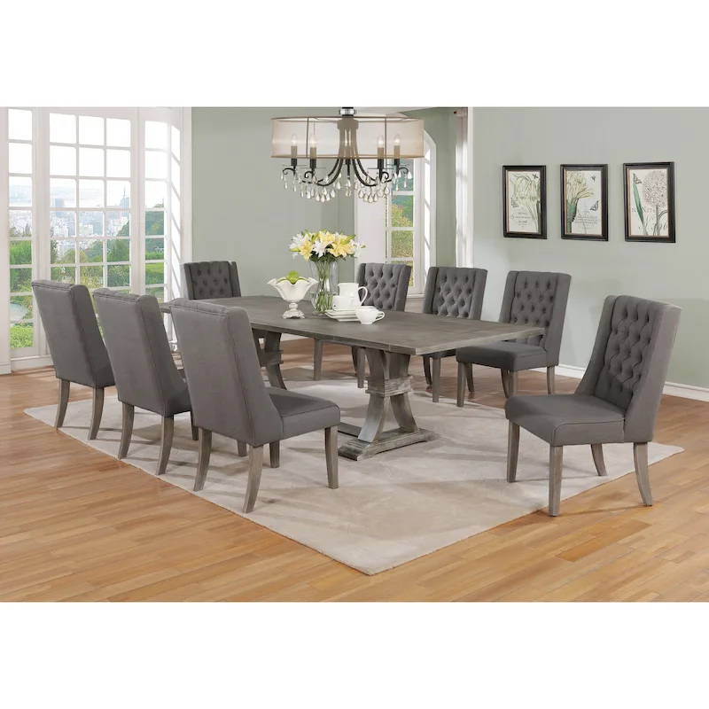 Best Quality Furniture 9-piece Rustic Extending Grey Dining Set