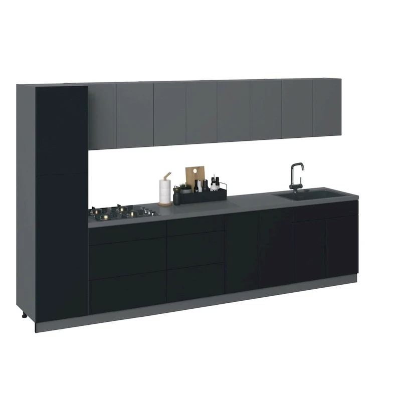 Kitchen Black Base Cabinet, 11 Ft Wide - 135 x 24