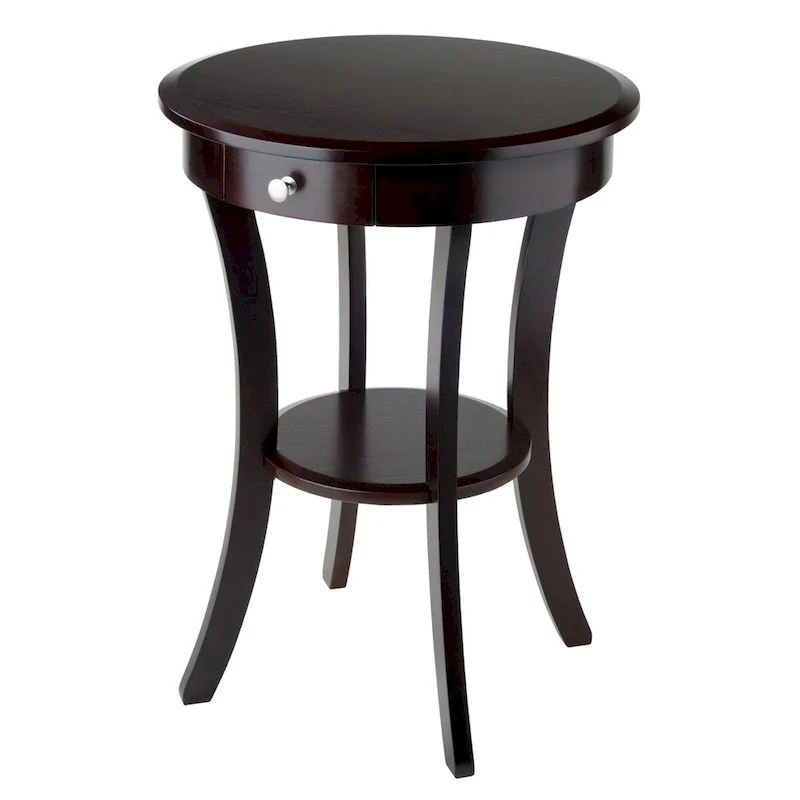Round Accent Table, Cappuccino - 20W x 20D x 27H