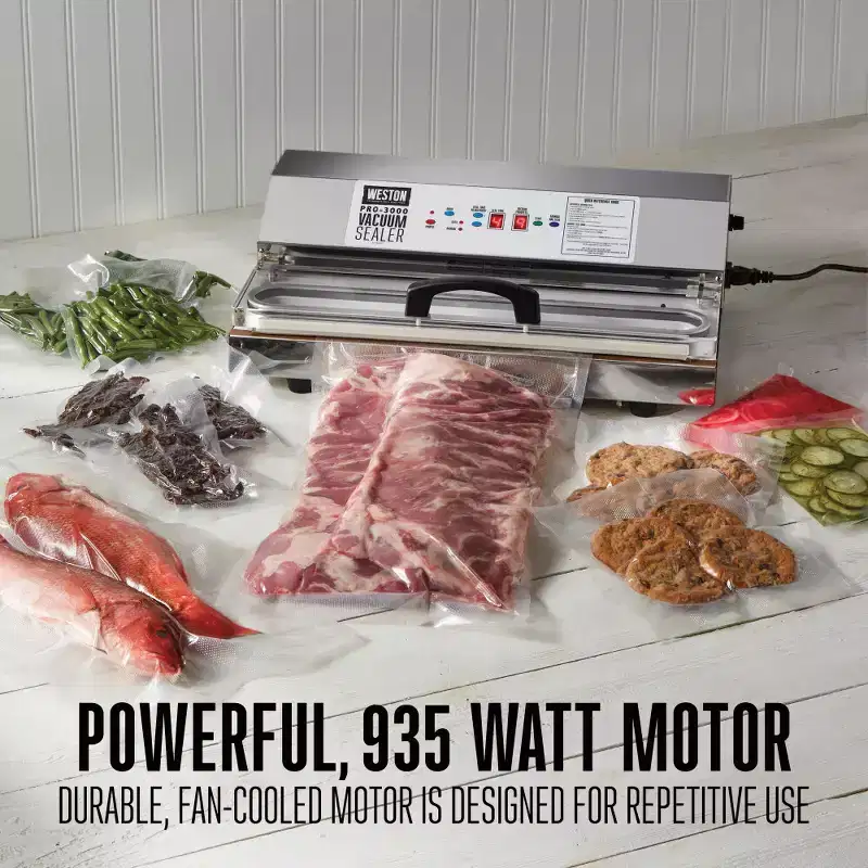 Weston Vacuum Sealer Professional 3000Ss 65-0401-W: Pro-3000 Food Sealer Machine, Vacuum Seal Chamber, Black