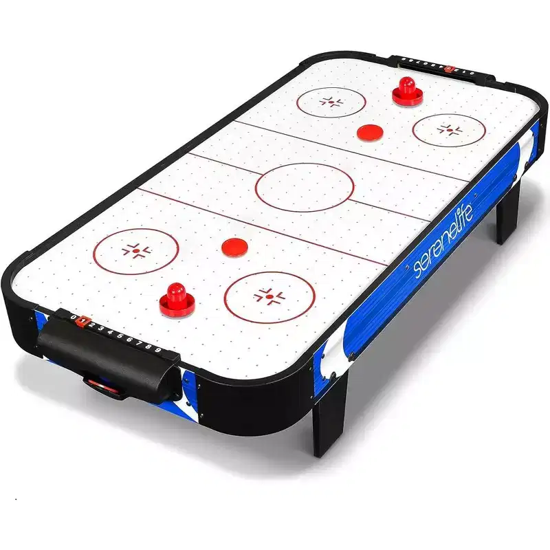 SereneLife 40 Air Hockey Table - Indoor Game Table with Pucks & Pushers, Built-in Score Tracker, Blue/Black (SKARHDT21)