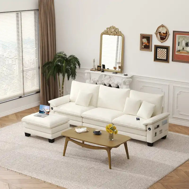 Living Room Furniture Sets, Modular Sectional Sofa Set with Ottoman for Living Room, Convertible Sofa Couch