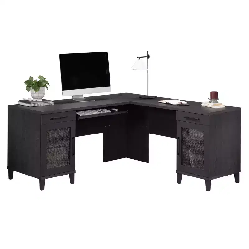 Sauder Tiffin Line L Desk Raven Oak Raven Oak