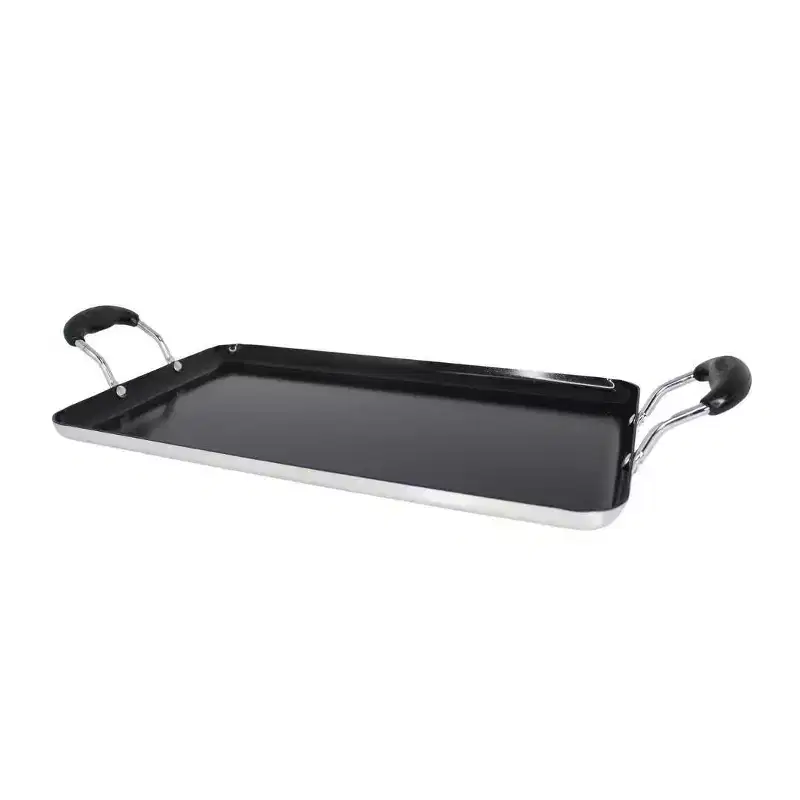 IMUSA 17"x10"Ceramic Double Burner Griddle Black: Stovetop Griddle, Aluminum, Hand Wash, Electric & Gas Compatible