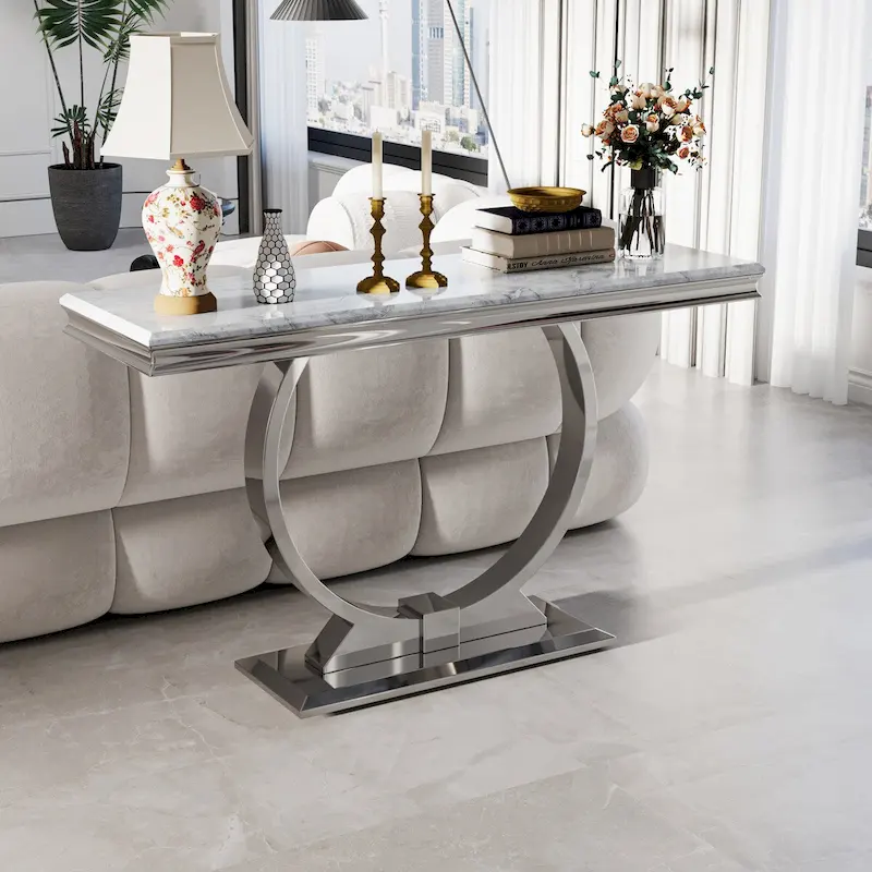 50 inch Rectangle Console Table with Circle Base