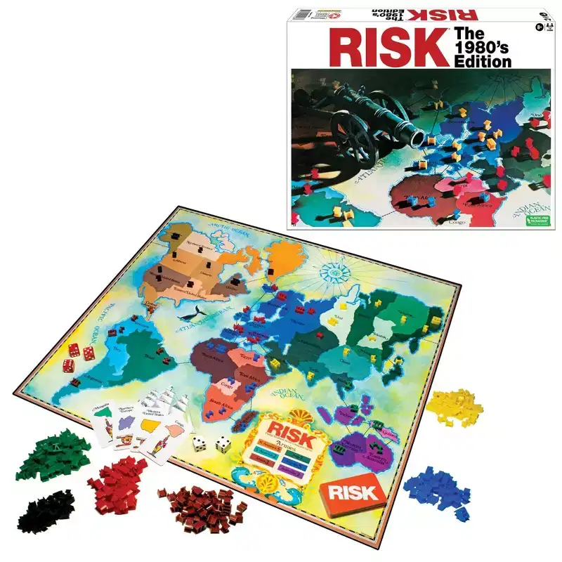 Winning Moves Games USA Risk 1980s Edition  Classic Strategy Board Game for 26 Players, Ages 8+