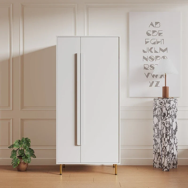 Modern White Armoire with 2 Doors for Bedroom