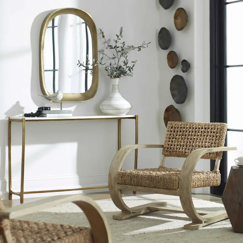 Marble Top Console Table - 47.25 - White and Gold
