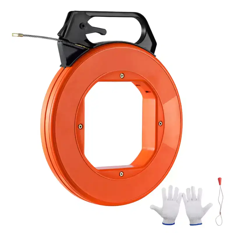 VEVOR Fish Tape, 125-foot, 3/16-inch, PET Wire Puller with Optimized Housing and Handle, Easy-to-Use Cable Puller Tool, Orange
