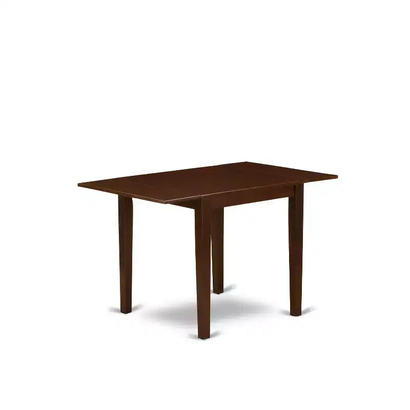 HomeStock Belmont 5Pc Wood Dining Table Set Contains a Drop Leaf Table and 4 Modern Dining Chairs with Linen Fabic Seat, Mahogany Finish