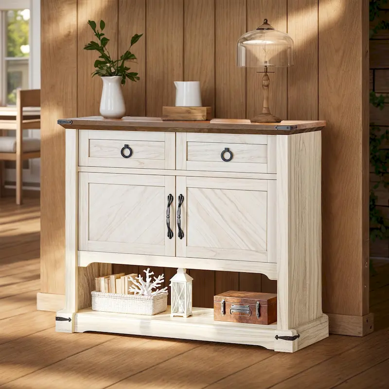 Moasis 35-Inch Farmhouse Console Table, Entry Table with 2 Drawers and Cabinet for Living Room