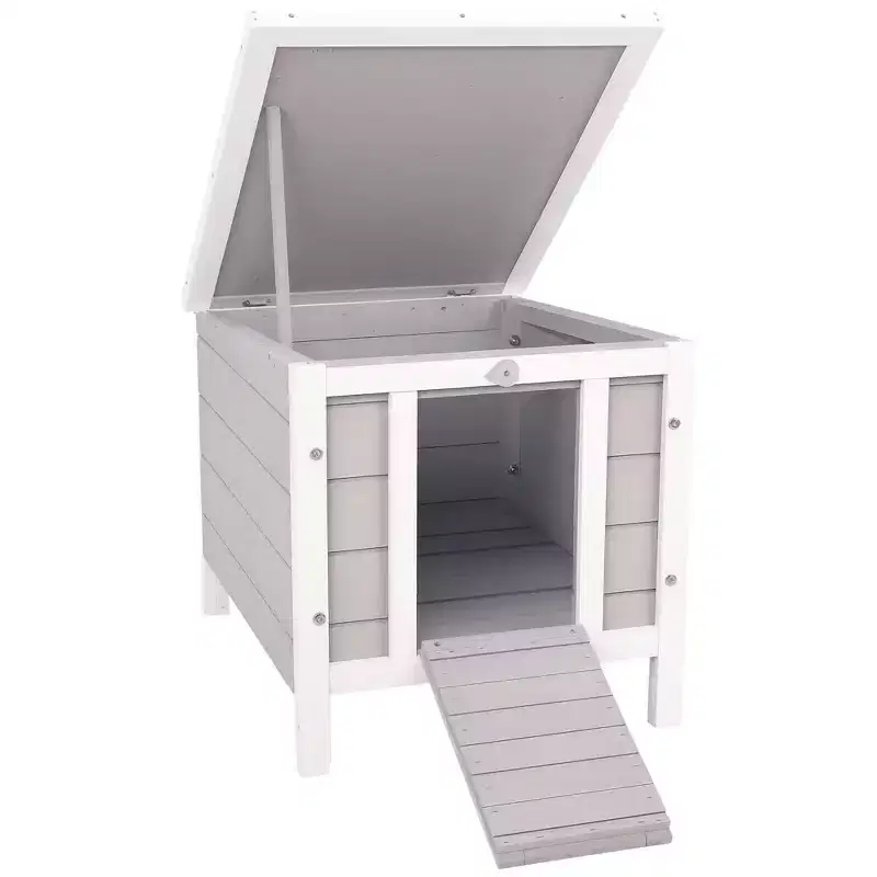 PawHut Small Wooden Rabbit Hutch Bunny Cage Guinea Pig House Dog Cage with Openable & Waterproof Roof