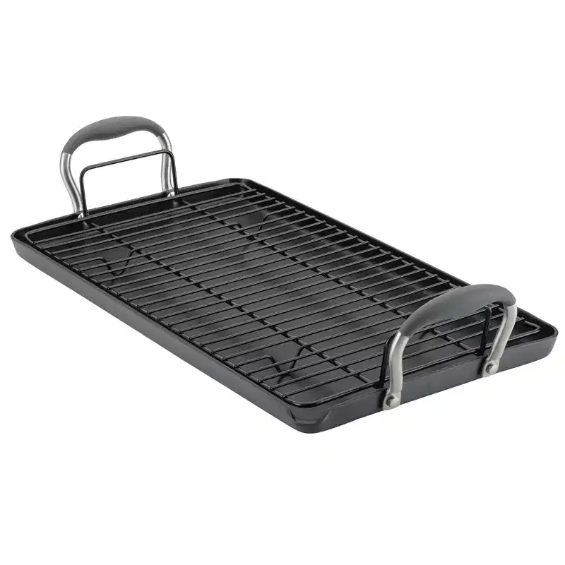 Anolon Advanced Home 10"x18" Double Burner Griddle Moonstone: Nonstick Stovetop Griddle Pan for Gas & Electric Cooktops