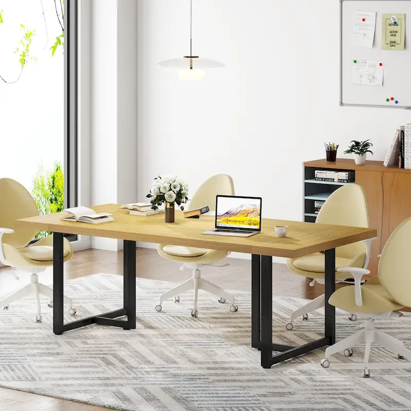 70-Inch Rectangular Computer Desk with Metal Legs