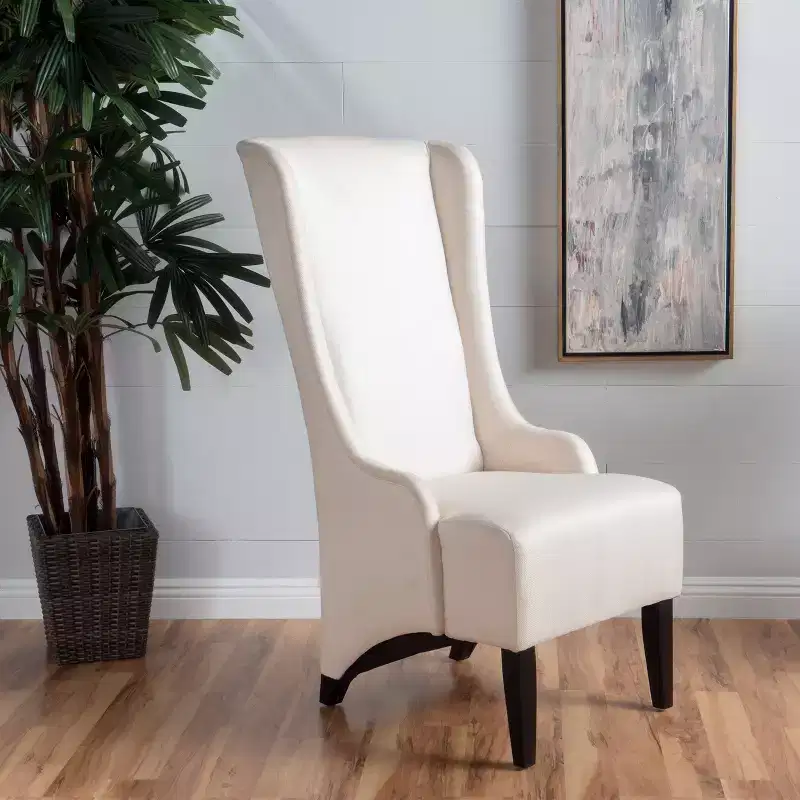 High-Back Wingback Dining Chair �C Upholstered Polyester, Holds 113,4 kg