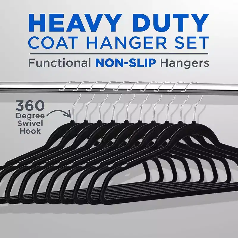 SereneLife 150pc Velvet Non-Slip Clothes Hangers - Black (SLHVEL1150)