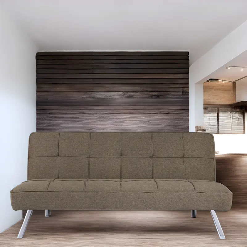 Modern Comfort Futon Sofa Bed - Tufted, Convertible, Linen Fabric, Sleeper Couch for Living Room or Guest Room