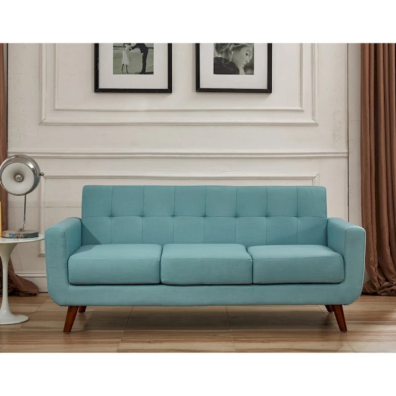 U.S. Pride Furniture Grace Rainbeau Linen Upholstered Tufted Mid-century Sofa