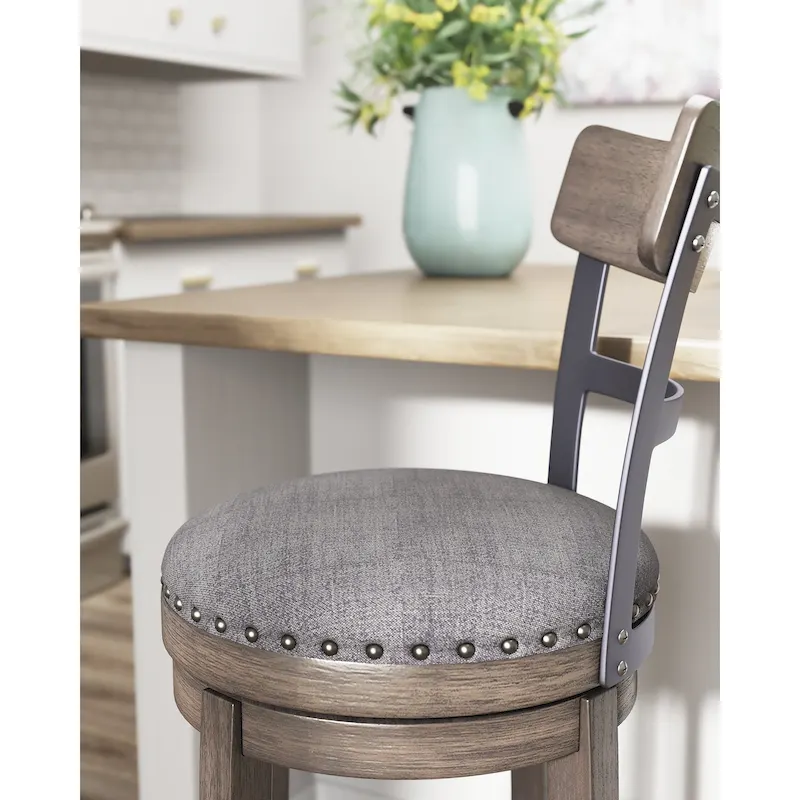 Signature Design by Ashley Caitbrook Gray Upholstered Swivel Barstool, Single