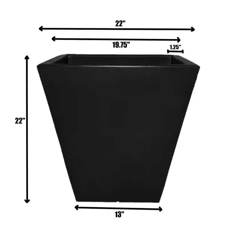 Tusco Products Cosmopolitan Planter, Square, Black, 22in