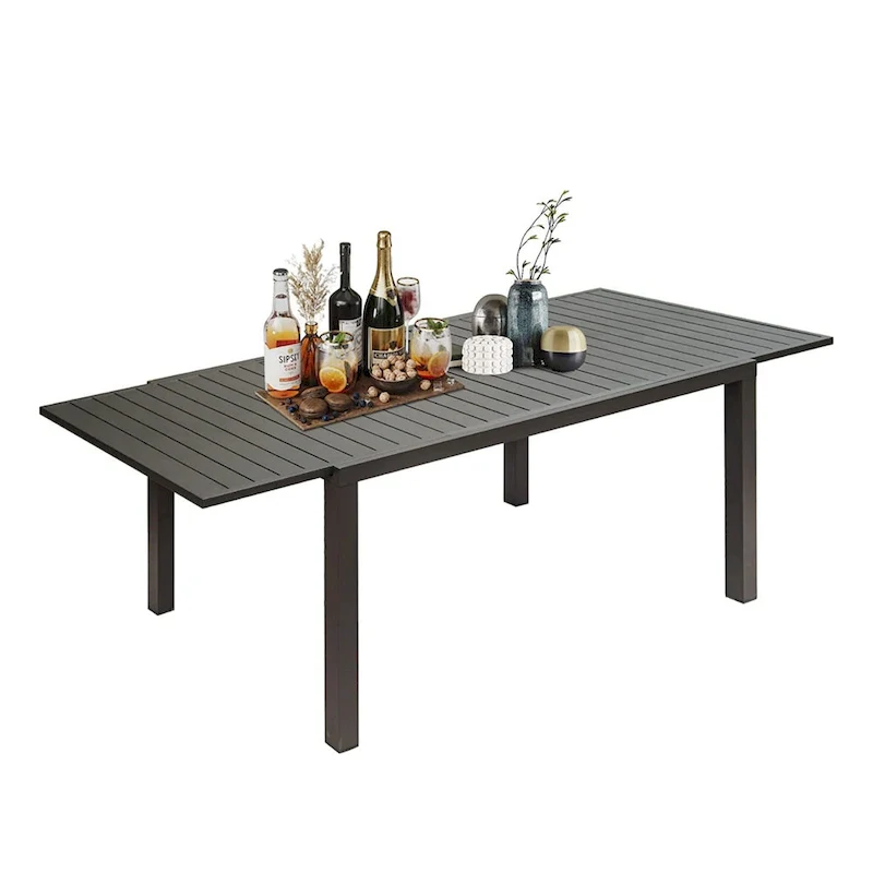 90-in. Patio Dining Expandable Table, Metal Aluminum Outdoor Table for 4-8 Person Rectangular Table for Garden Bistro