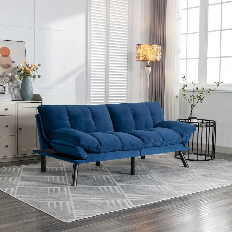 70.87 Futon Sofa Bed, Foam Foldable Couch Convertible Loveseat Sleeper Daybed with Adjustable Armrests for Small Space