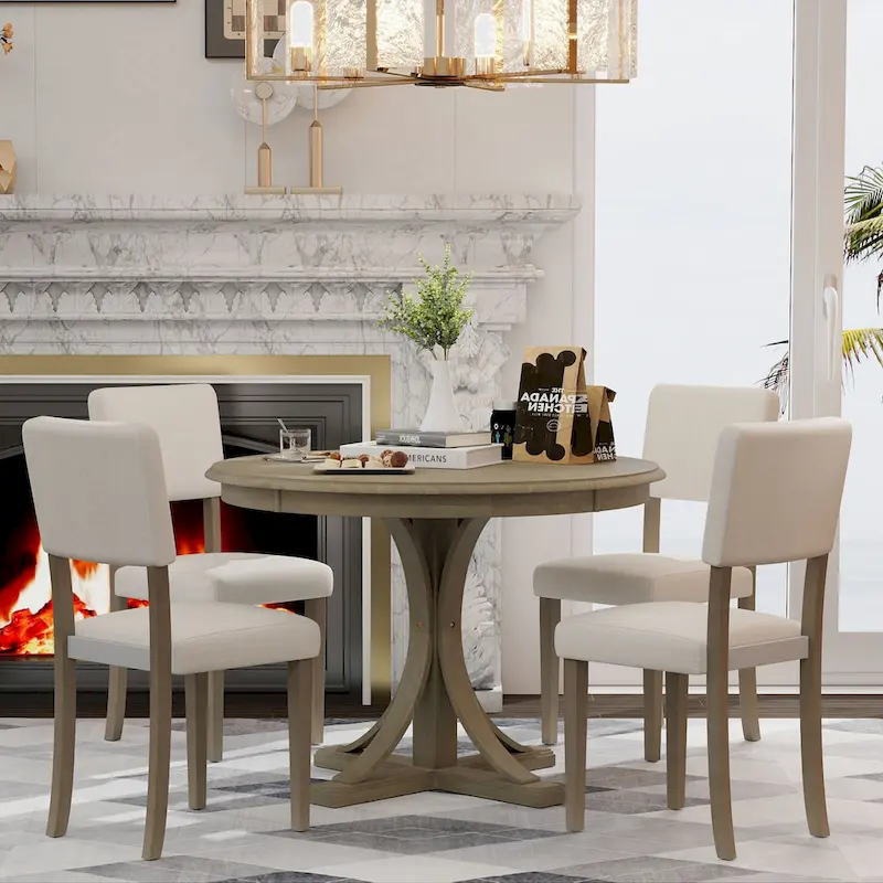 5-Piece Retro Round Dining Table Set