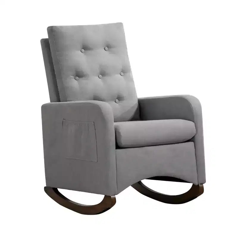 Rocking Chair Nursery, Glider Recliner Indoor with Armrests, Side Pockets, Upholstered Comfy High Back Armchair