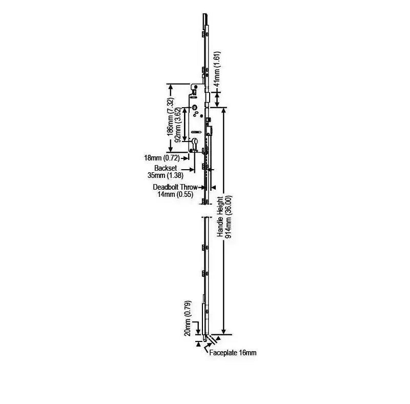 Brixwell Metal Manual Shootbolt Lock, 36 Handle Height, 1-3/8 Backset, Gray Finish