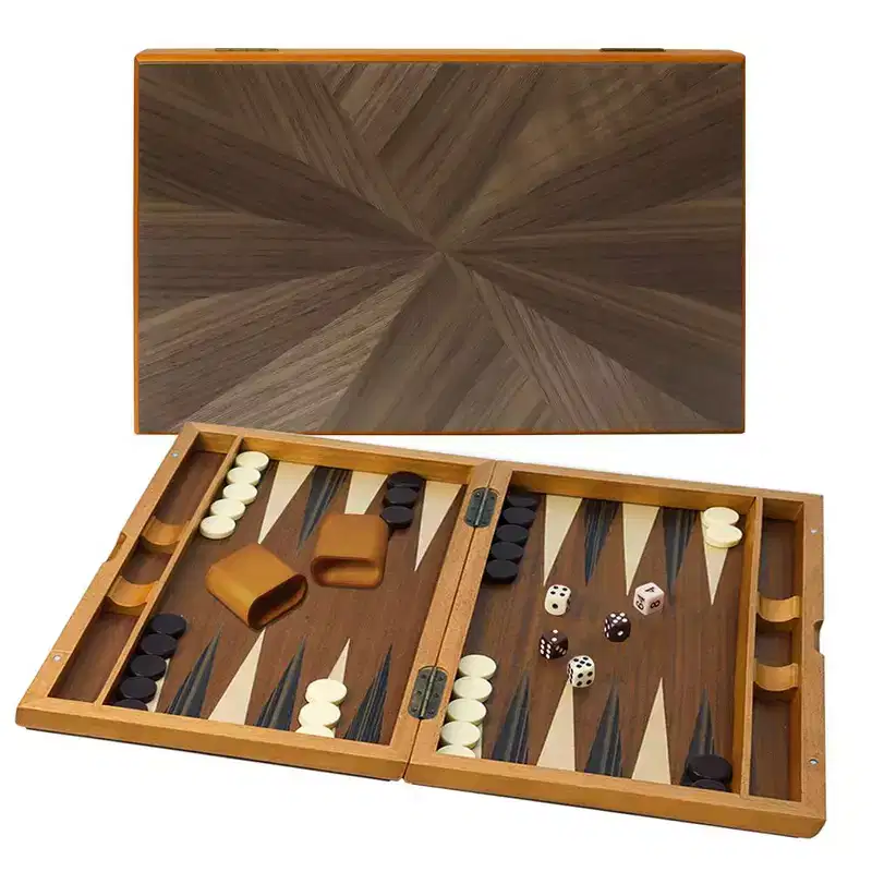 GSE Premium Wooden Inlay Backgammon Board Game Set, Classic Traditional Board Game