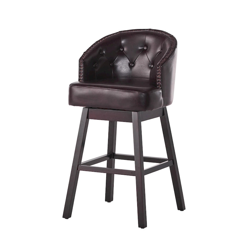 Ogden Contemporary Tufted Swivel Barstools with Nailhead Trim (Set of 2) by Christopher Knight Home
