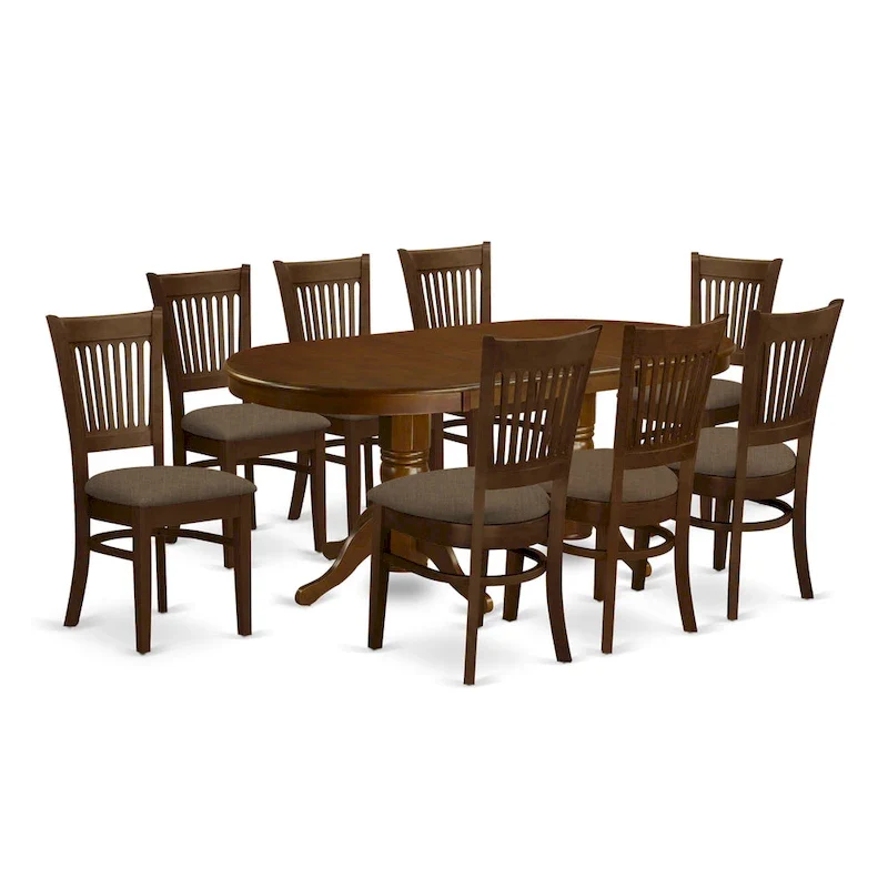 East West Furniture 9 Piece Dining Table Set Includes an Oval Wooden Table and 8 Dining Chairs, Espresso(Seat Type Options)