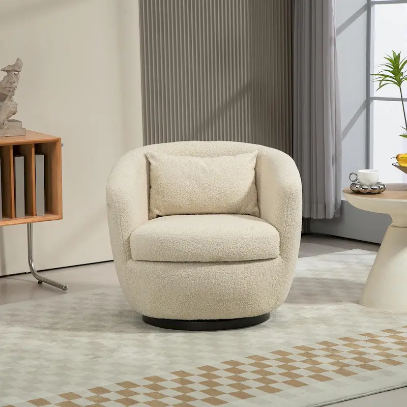Modern Swivel Barrel Armchair with Storage