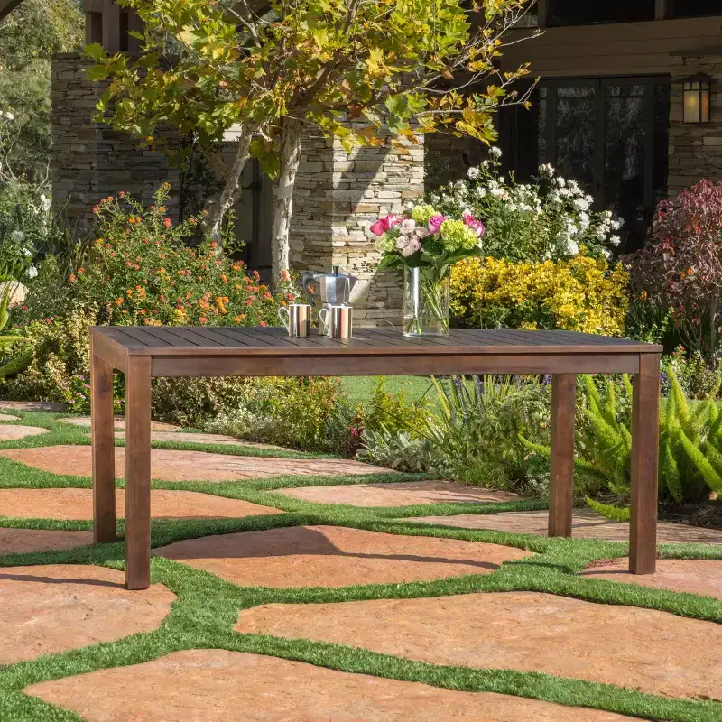 Manila Rectangle Acacia Wood Dining Table Dark Brown - Christopher Knight Home: Weather-Resistant, Seats 6