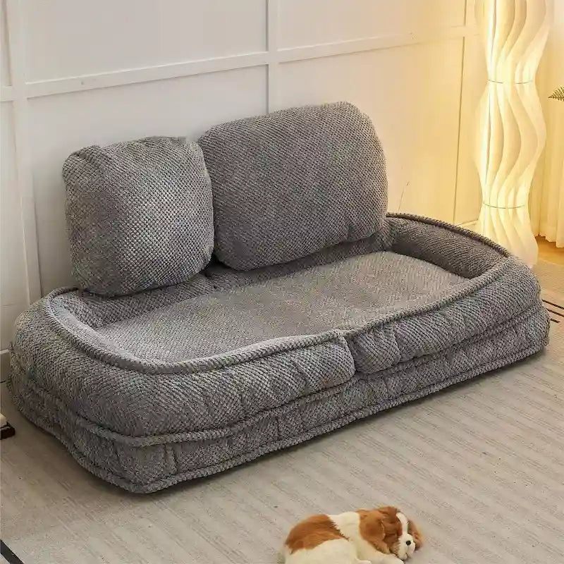 Convertible Flip Chair, Floor Lazy Sofa, Folding Upholstered Couch Bed with Adjustable Backrest