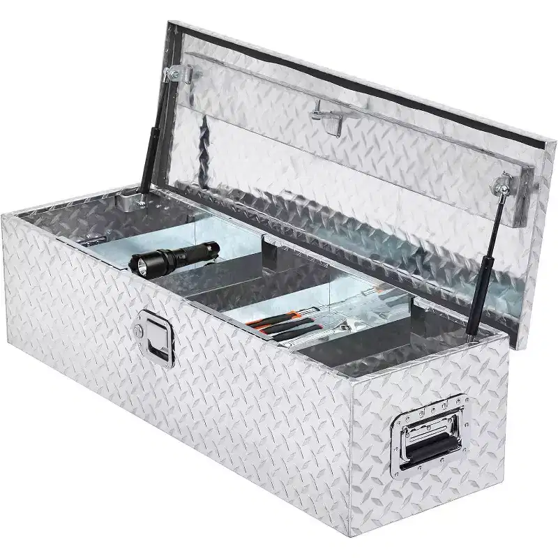 39 Inch Aluminum Diamond Plate Tool Box, Heavy Duty Truck Bed Storage with Lock & Keys, Waterproof Organizer for Pickups, RVs & Trailers