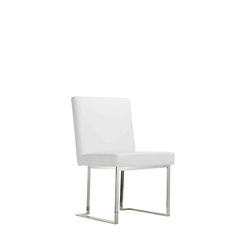 Boly 19 Inch Side Dining Chair Set of 2, Chrome Cantilever Steel Base White