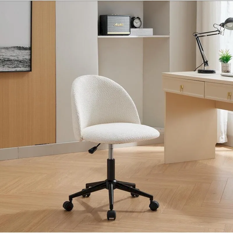 Mid-Back Adjustable Swivel Office Chair with Black Legs and Wheels