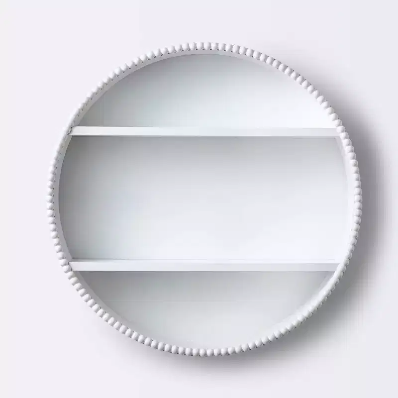 Round Decorative Wall Shelf with Beading - White - Cloud Island™: MDF Frame, Painted Finish, 2 Open Shelves